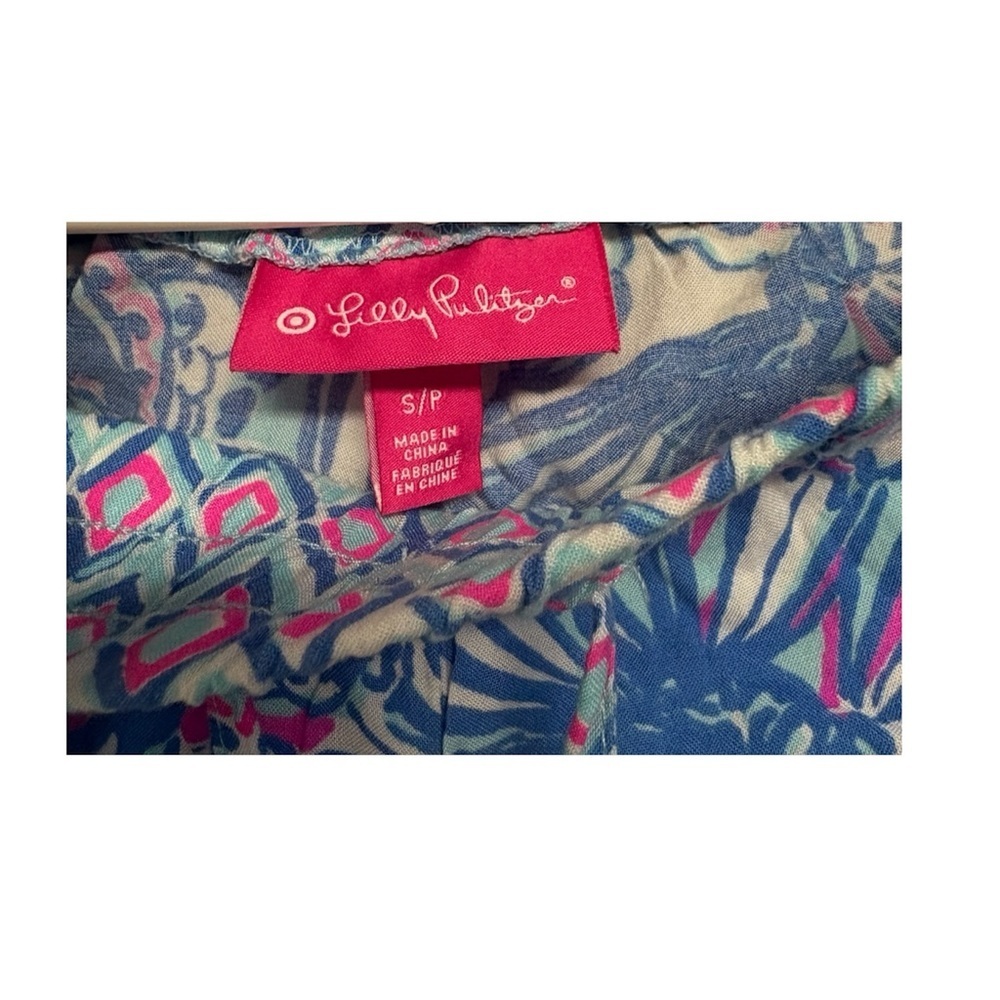 Lilly Pulitzer Girls Printed Leggings in Blue, Pink & Cream - Picture 3 of 4
